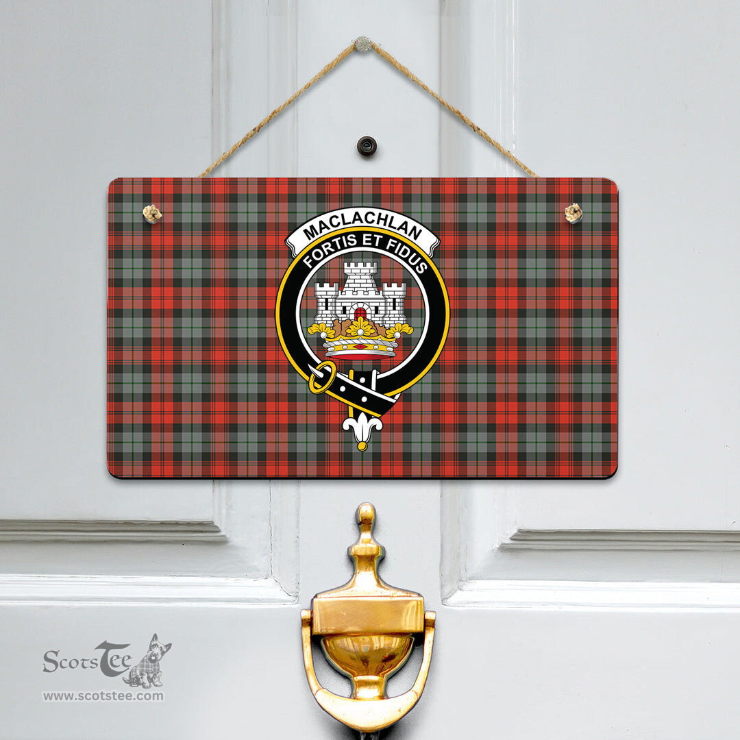 Scottish MacLachlan Weathered Clan Tartan Door Sign - Crest Classic Scottish Plaid Tartan Plaid