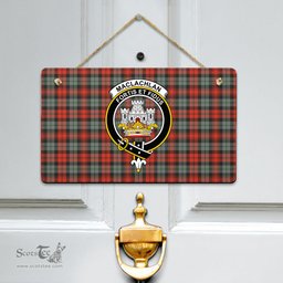 Scottish MacLachlan Weathered Clan Tartan Door Sign - Crest Classic Scottish Plaid Tartan Plaid