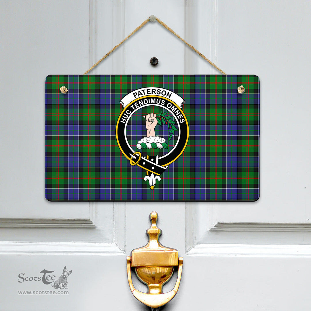 Scottish Paterson Clan Tartan Door Sign - Crest Classic Scottish Plaid Tartan Plaid