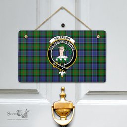 Scottish Paterson Clan Tartan Door Sign - Crest Classic Scottish Plaid Tartan Plaid