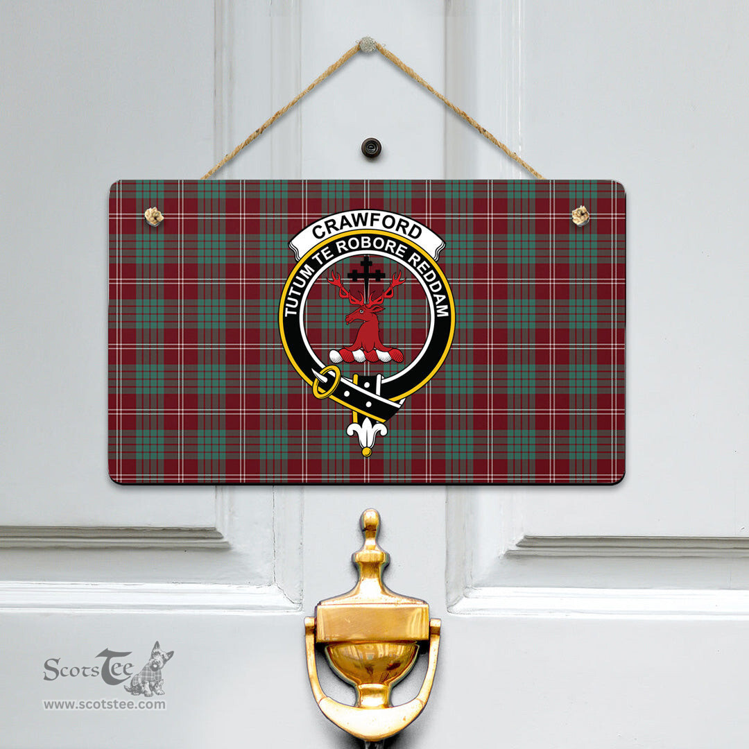 Scottish Crawford Modern Clan Tartan Door Sign - Crest Classic Scottish Plaid Tartan Plaid