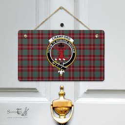 Scottish Crawford Modern Clan Tartan Door Sign - Crest Classic Scottish Plaid Tartan Plaid