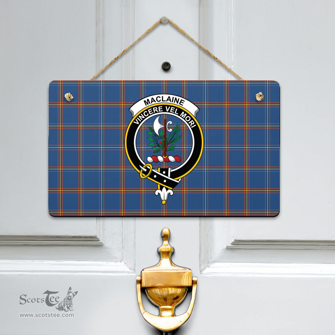 Scottish MacLaine of Loch Buie Hunting Ancient Clan Tartan Door Sign - Crest Classic Scottish Plaid Tartan Plaid