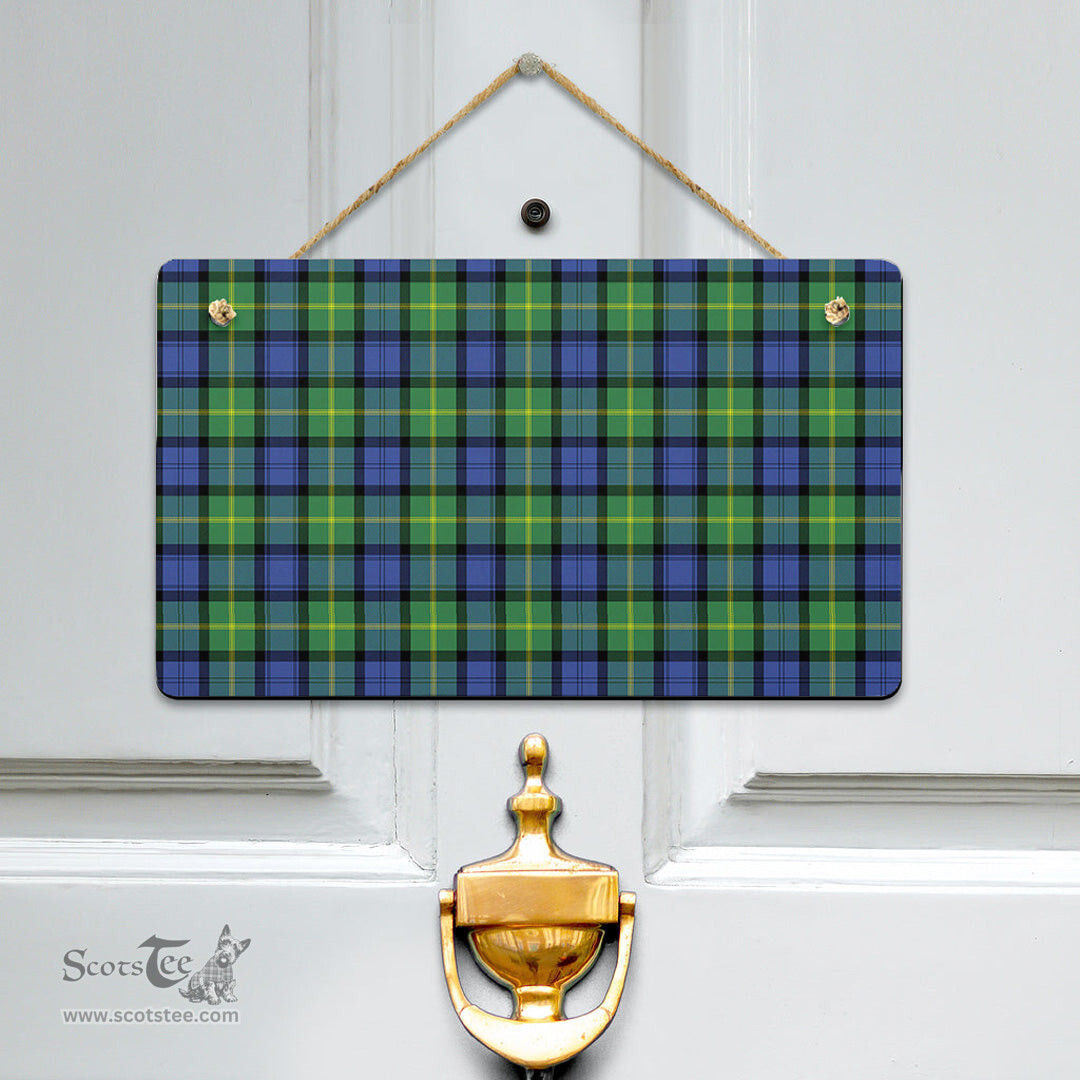 Scottish Gordon Old Ancient Clan Tartan Door Sign - Classic Scottish Plaid Tartan Plaid