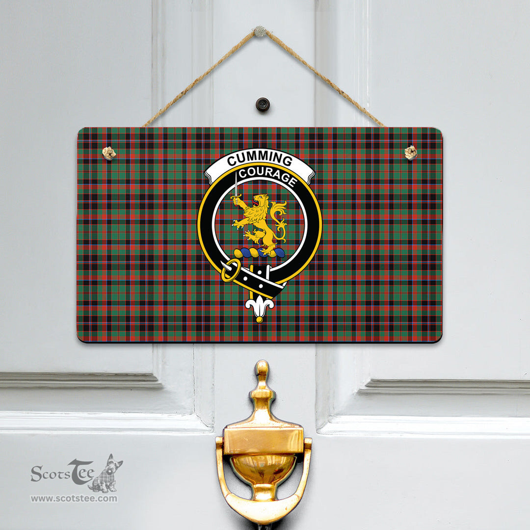 Scottish Cumming Hunting Ancient Clan Tartan Door Sign - Crest Classic Scottish Plaid Tartan Plaid