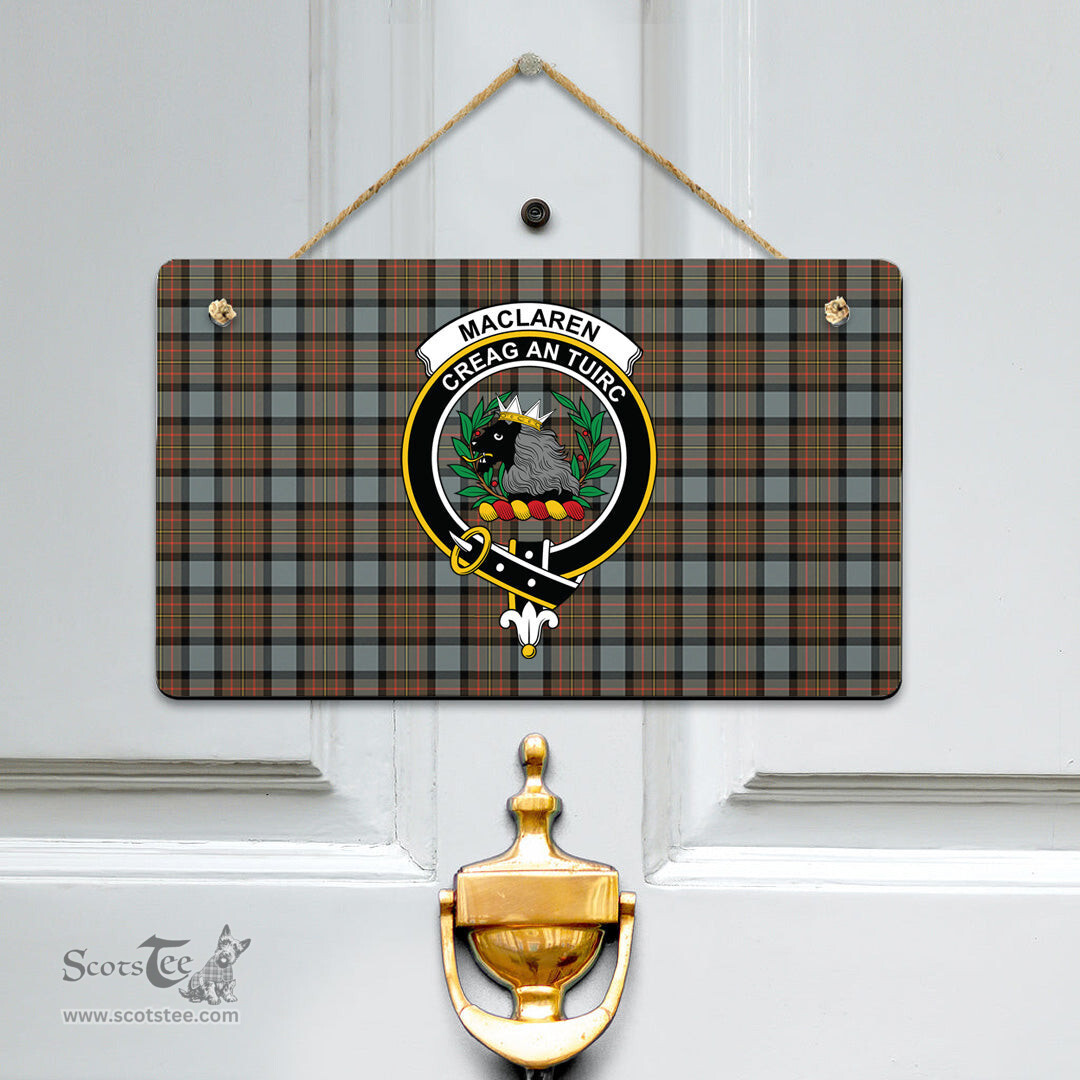 Scottish MacLaren Weathered Clan Tartan Door Sign - Crest Classic Scottish Plaid Tartan Plaid
