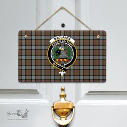 Scottish MacLaren Weathered Clan Tartan Door Sign - Crest Classic Scottish Plaid Tartan Plaid