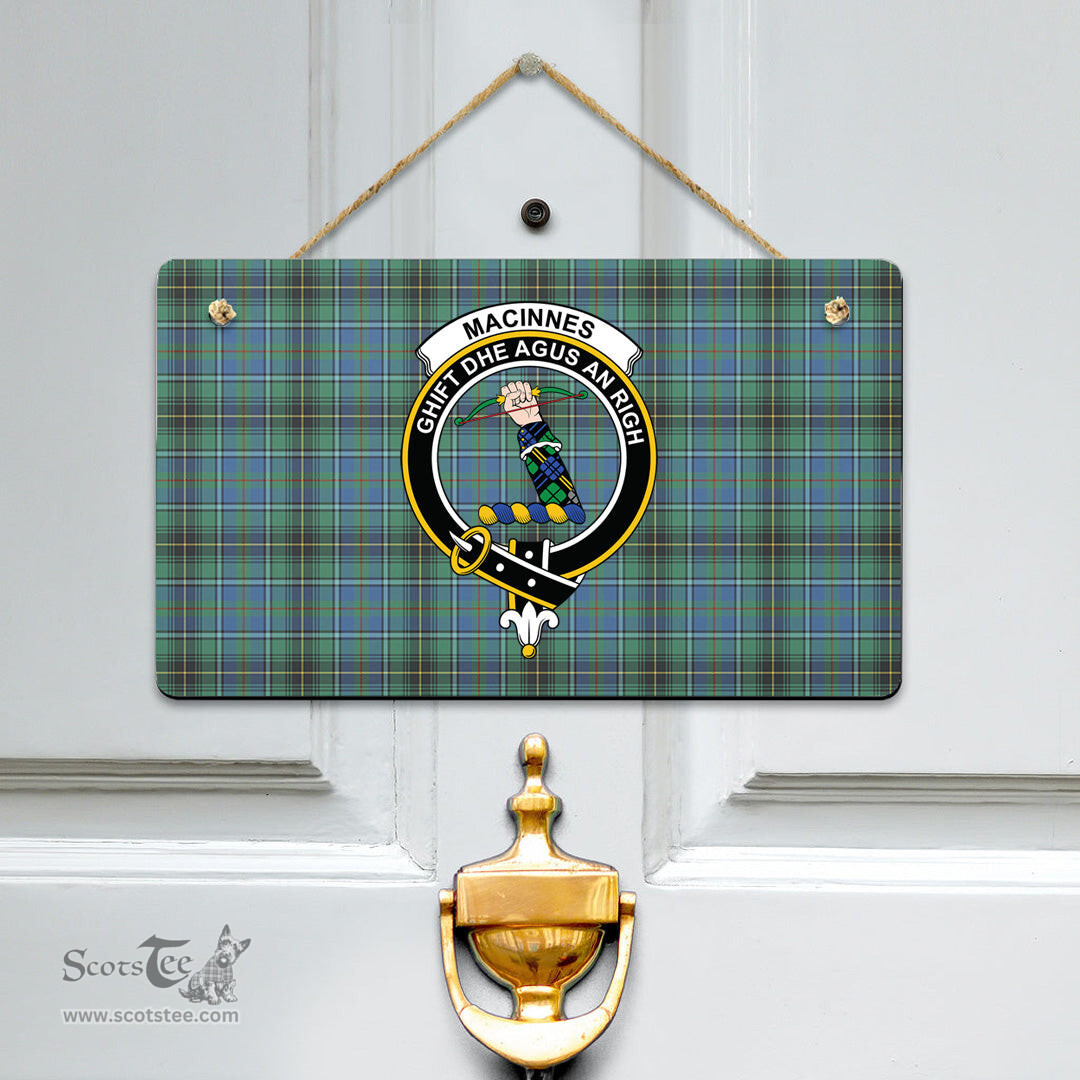 Scottish MacInnes Ancient Clan Tartan Door Sign - Crest Classic Scottish Plaid Tartan Plaid