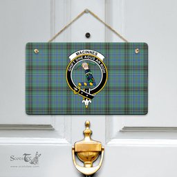 Scottish MacInnes Ancient Clan Tartan Door Sign - Crest Classic Scottish Plaid Tartan Plaid