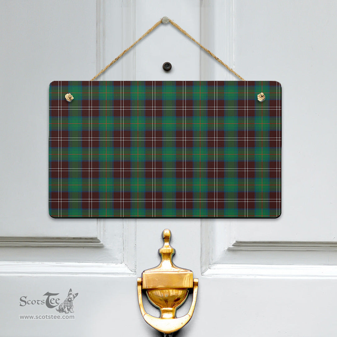 Scottish Chisholm Hunting Ancient Clan Tartan Door Sign - Classic Scottish Plaid Tartan Plaid