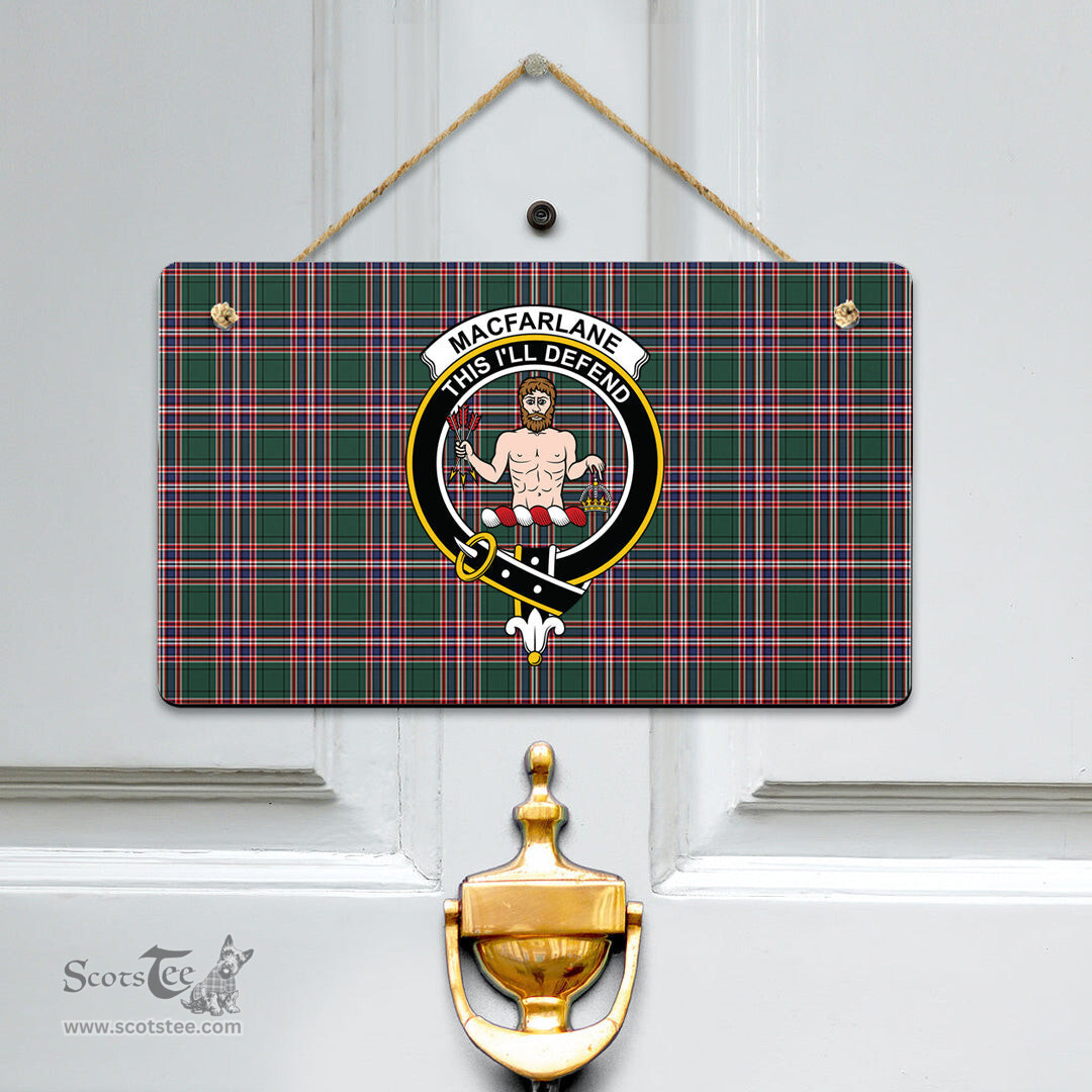 Scottish MacFarlane Hunting Modern Clan Tartan Door Sign - Crest Classic Scottish Plaid Tartan Plaid