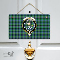 Scottish Murray of Atholl Ancient Clan Tartan Door Sign - Crest Classic Scottish Plaid Tartan Plaid