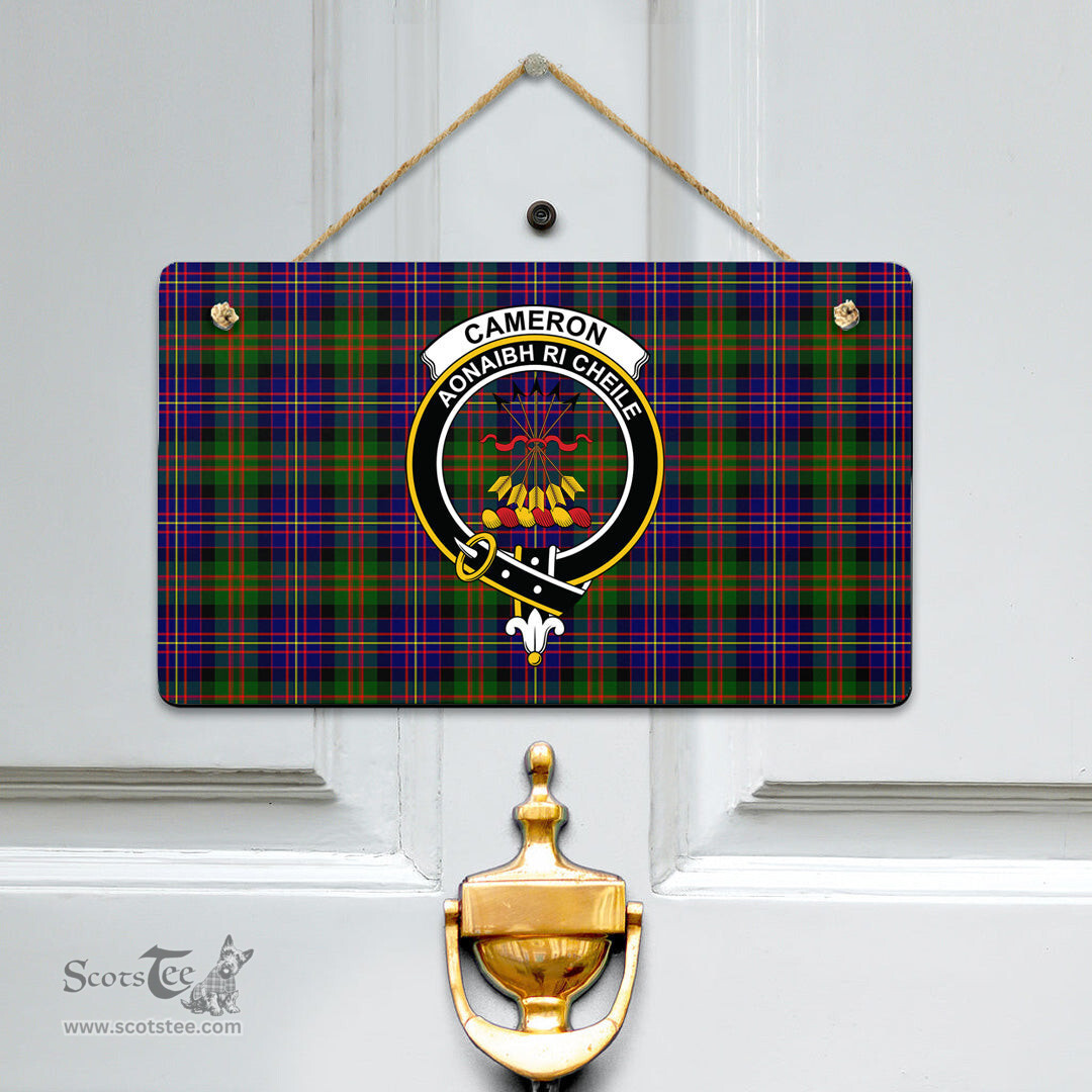 Scottish Cameron of Erracht Modern Clan Tartan Door Sign - Crest Classic Scottish Plaid Tartan Plaid