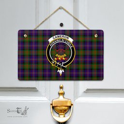 Scottish Cameron of Erracht Modern Clan Tartan Door Sign - Crest Classic Scottish Plaid Tartan Plaid