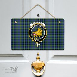 Scottish Campbell Argyll Ancient Clan Tartan Door Sign - Crest Classic Scottish Plaid Tartan Plaid