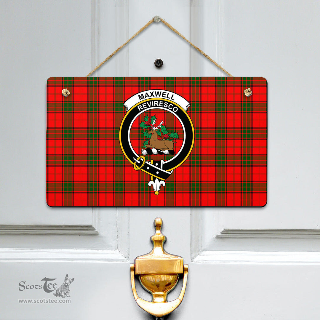 Scottish Maxwell Modern Clan Tartan Door Sign - Crest Classic Scottish Plaid Tartan Plaid