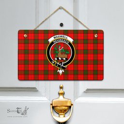 Scottish Maxwell Modern Clan Tartan Door Sign - Crest Classic Scottish Plaid Tartan Plaid