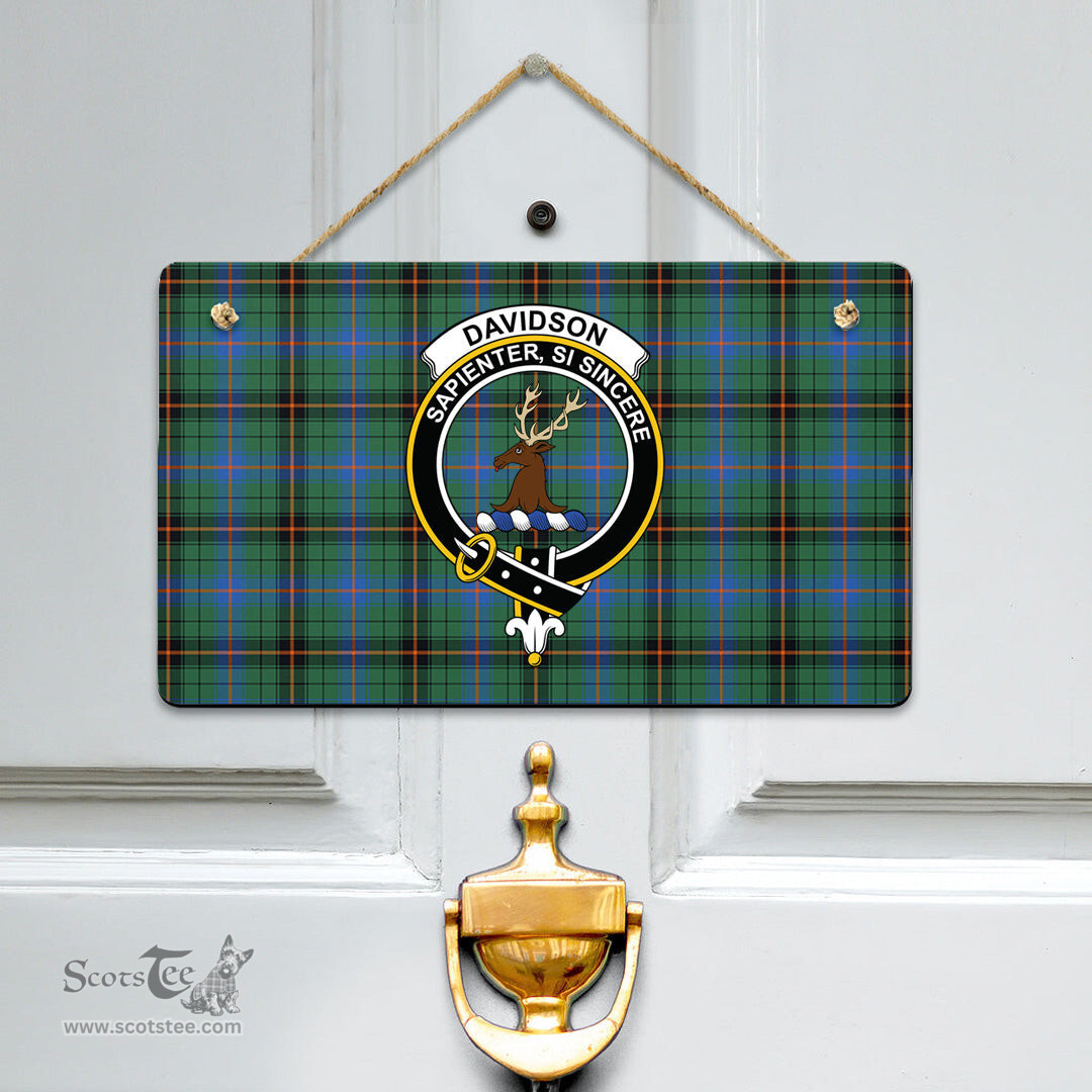 Scottish Davidson Ancient Clan Tartan Door Sign - Crest Classic Scottish Plaid Tartan Plaid