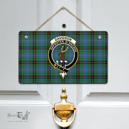 Scottish Davidson Ancient Clan Tartan Door Sign - Crest Classic Scottish Plaid Tartan Plaid
