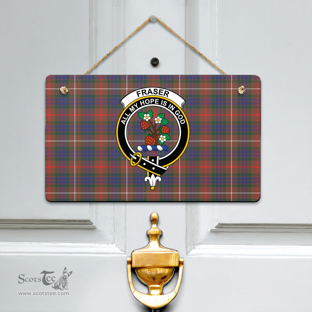 Scottish Fraser Hunting Modern Clan Tartan Door Sign - Crest Classic Scottish Plaid Tartan Plaid