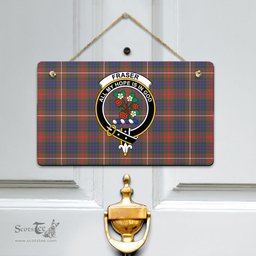 Scottish Fraser Hunting Modern Clan Tartan Door Sign - Crest Classic Scottish Plaid Tartan Plaid