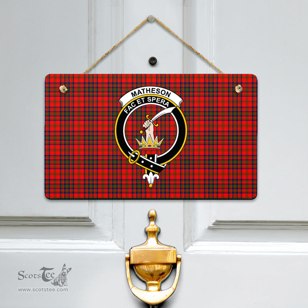 Scottish Matheson Modern Clan Tartan Door Sign - Crest Classic Scottish Plaid Tartan Plaid