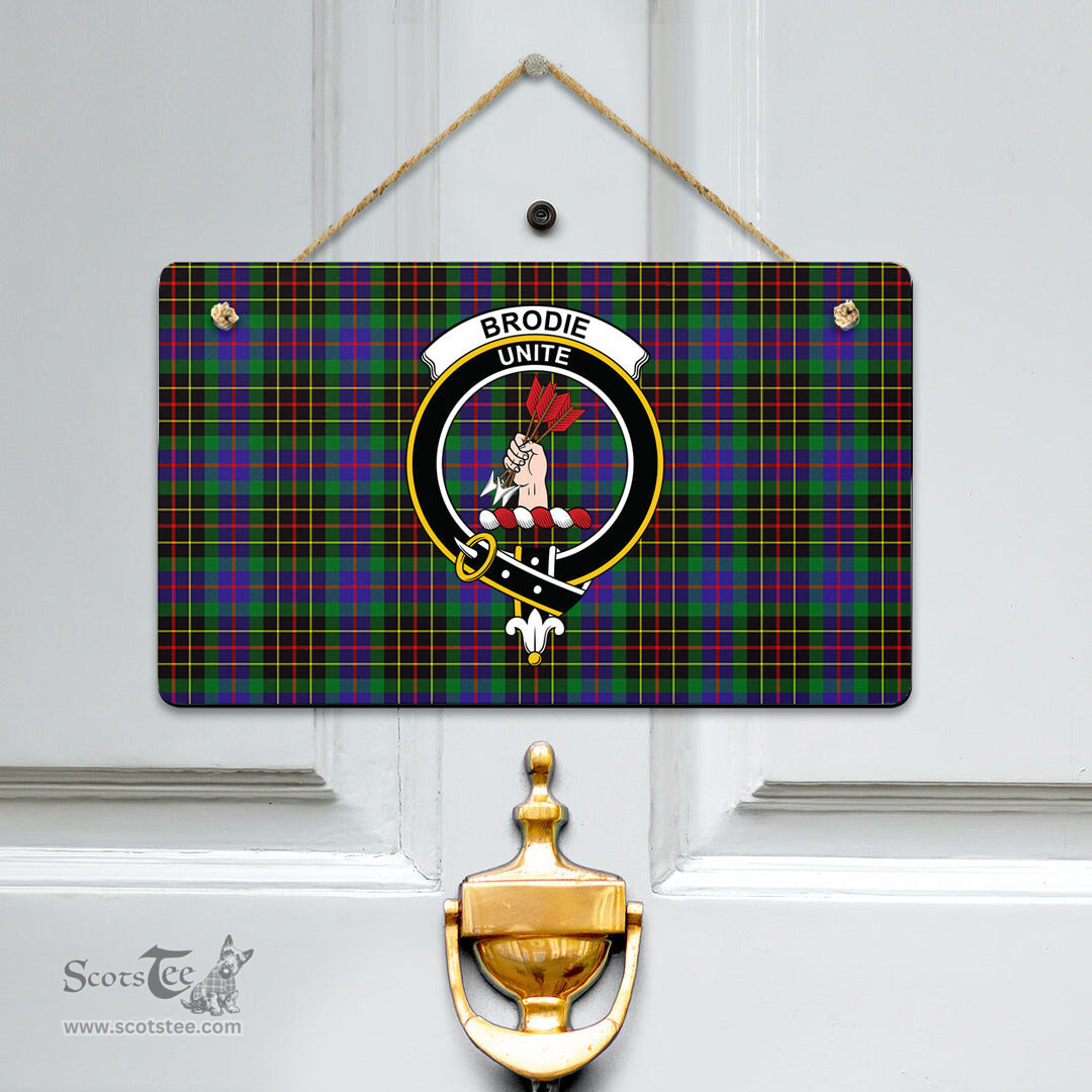 Scottish Brodie Hunting Modern Clan Tartan Door Sign - Crest Classic Scottish Plaid Tartan Plaid