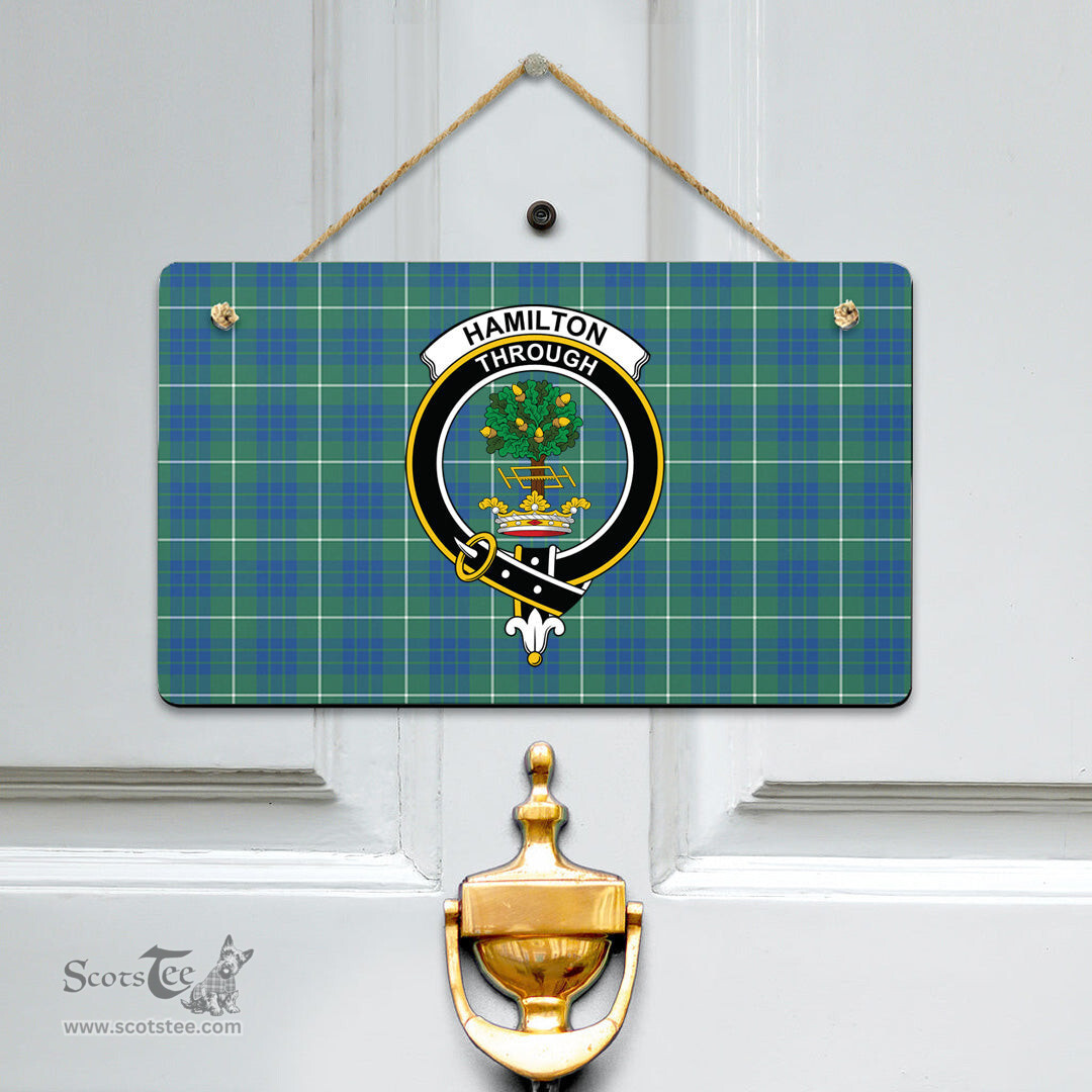 Scottish Hamilton Hunting Ancient Clan Tartan Door Sign - Crest Classic Scottish Plaid Tartan Plaid