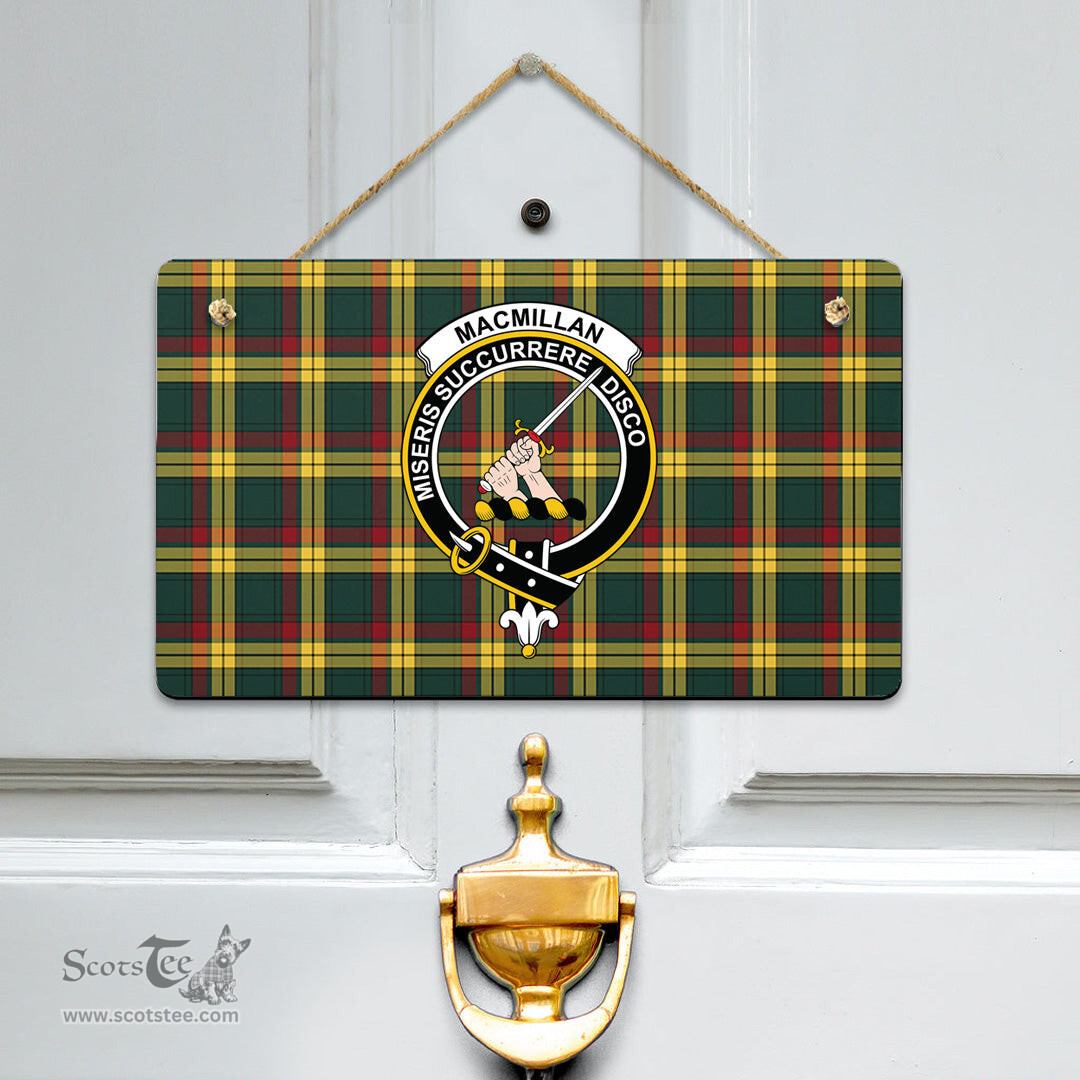 Scottish MacMillan Old Modern Clan Tartan Door Sign - Crest Classic Scottish Plaid Tartan Plaid