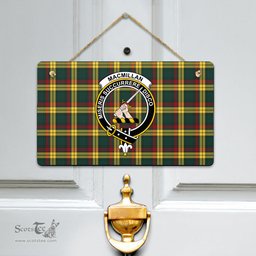 Scottish MacMillan Old Modern Clan Tartan Door Sign - Crest Classic Scottish Plaid Tartan Plaid