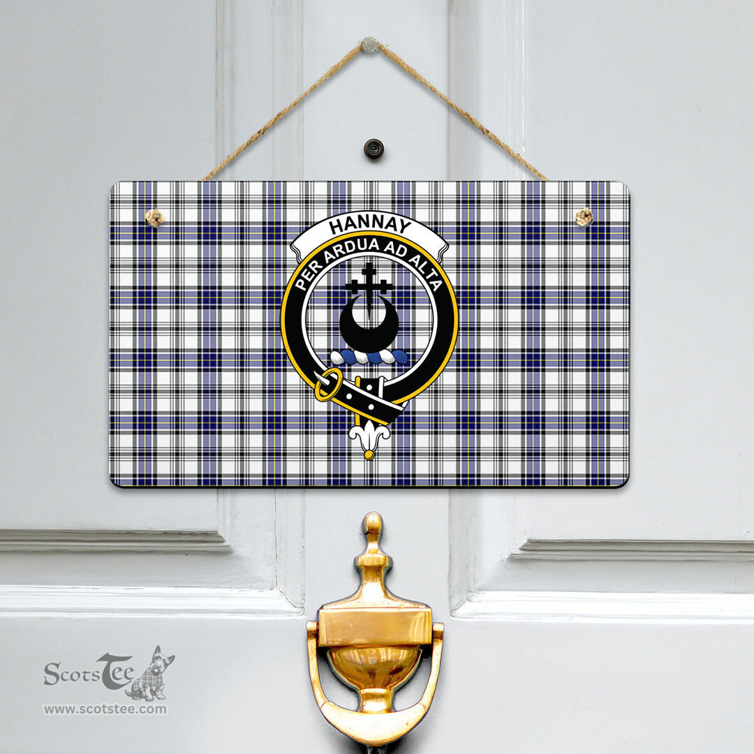 Scottish Hannay Modern Clan Tartan Door Sign - Crest Classic Scottish Plaid Tartan Plaid