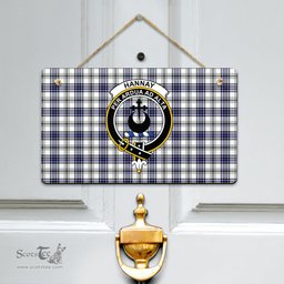 Scottish Hannay Modern Clan Tartan Door Sign - Crest Classic Scottish Plaid Tartan Plaid