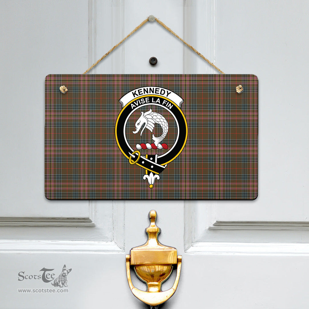 Scottish Kennedy Weathered Clan Tartan Door Sign - Crest Classic Scottish Plaid Tartan Plaid