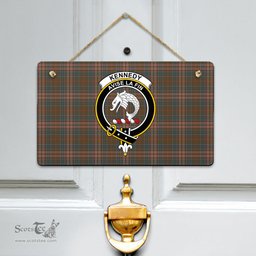 Scottish Kennedy Weathered Clan Tartan Door Sign - Crest Classic Scottish Plaid Tartan Plaid