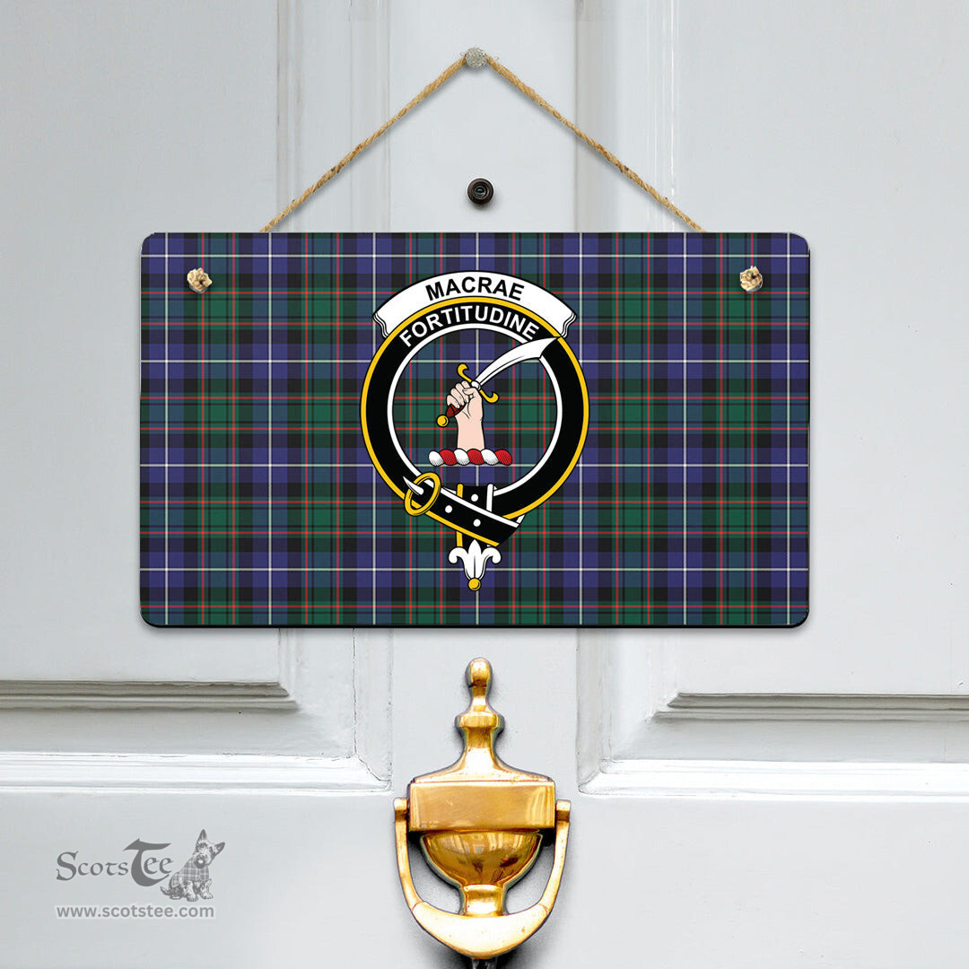Scottish MacRae Hunting Modern Clan Tartan Door Sign - Crest Classic Scottish Plaid Tartan Plaid
