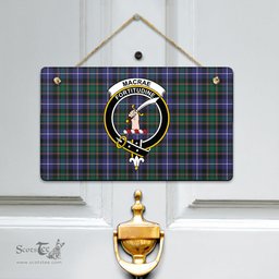 Scottish MacRae Hunting Modern Clan Tartan Door Sign - Crest Classic Scottish Plaid Tartan Plaid
