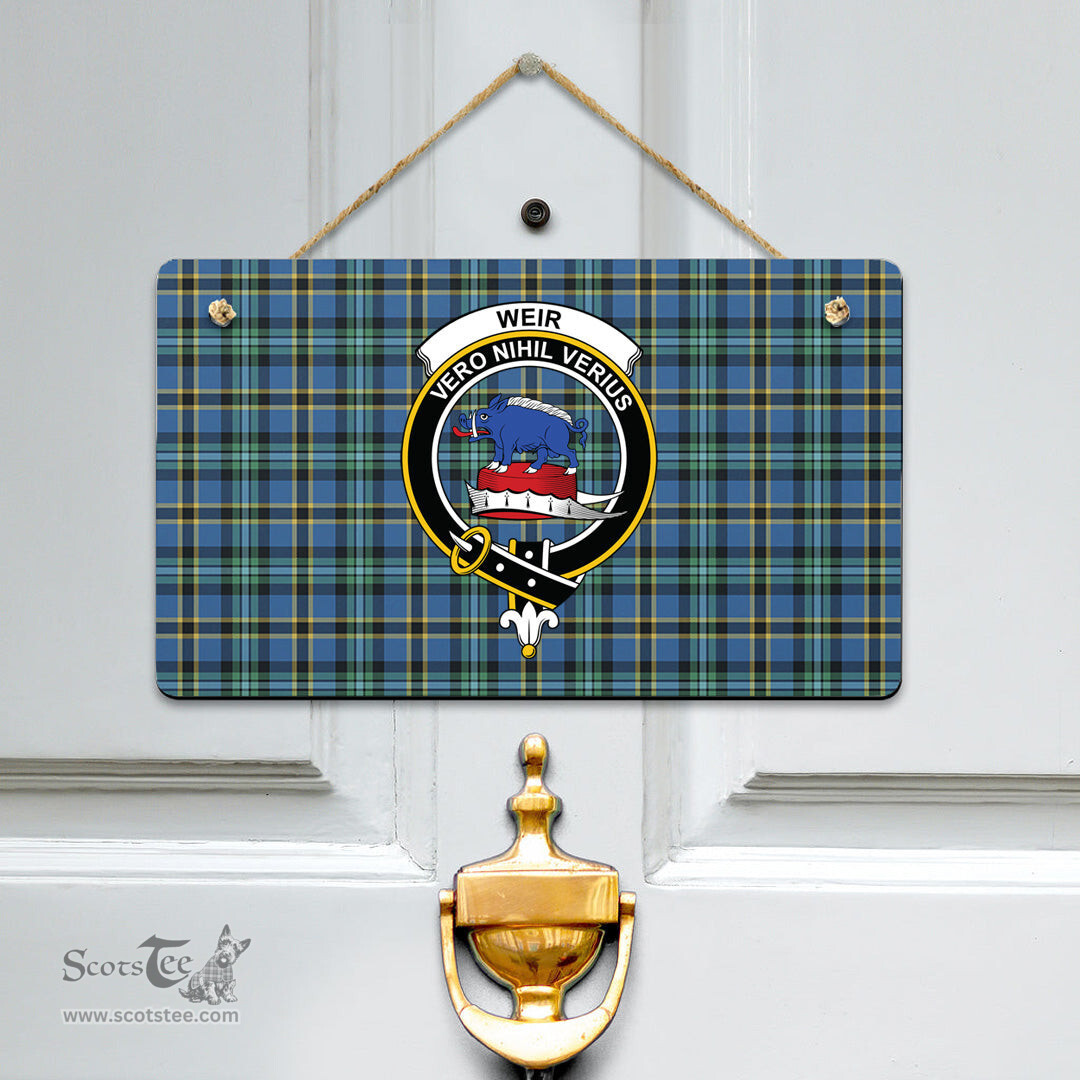 Scottish Weir Ancient Clan Tartan Door Sign - Crest Classic Scottish Plaid Tartan Plaid