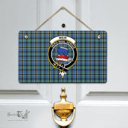 Scottish Weir Ancient Clan Tartan Door Sign - Crest Classic Scottish Plaid Tartan Plaid