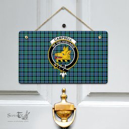 Scottish Campbell of Cawdor Ancient Clan Tartan Door Sign - Crest Classic Scottish Plaid Tartan Plaid