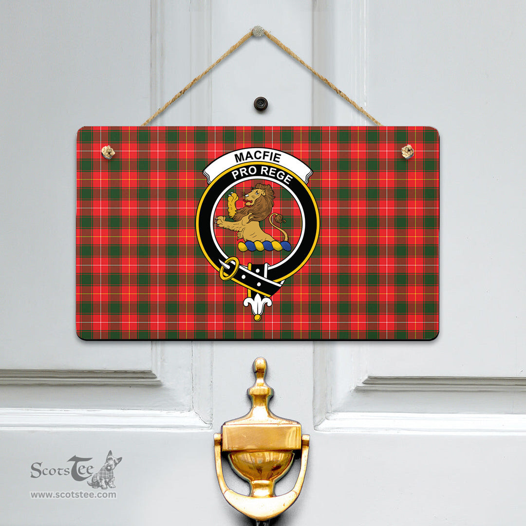 Scottish MacFie Clan Tartan Door Sign - Crest Classic Scottish Plaid Tartan Plaid