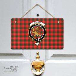Scottish MacFie Clan Tartan Door Sign - Crest Classic Scottish Plaid Tartan Plaid