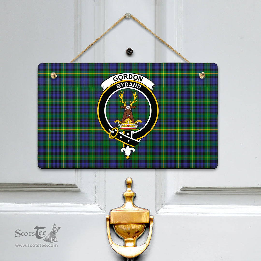 Scottish Gordon Modern Clan Tartan Door Sign - Crest Classic Scottish Plaid Tartan Plaid