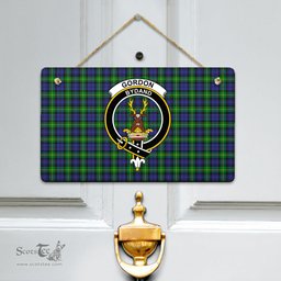 Scottish Gordon Modern Clan Tartan Door Sign - Crest Classic Scottish Plaid Tartan Plaid