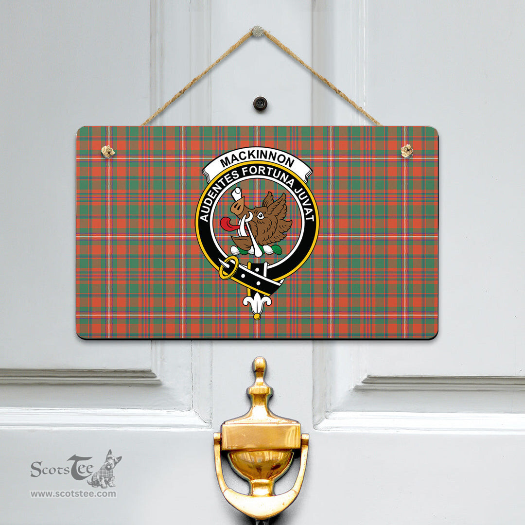 Scottish MacKinnon Ancient Clan Tartan Door Sign - Crest Classic Scottish Plaid Tartan Plaid