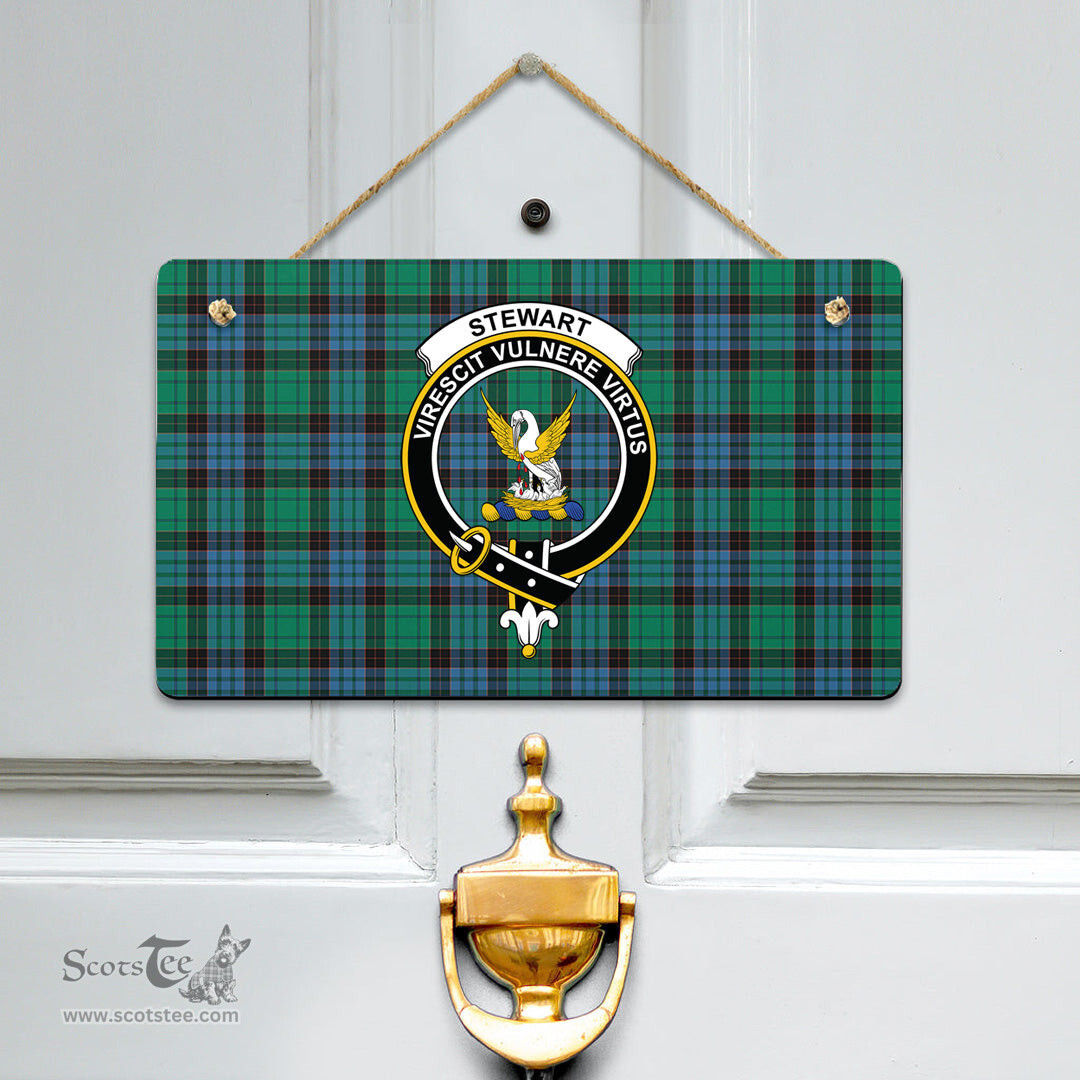 Scottish Stewart Old Ancient Clan Tartan Door Sign - Crest Classic Scottish Plaid Tartan Plaid