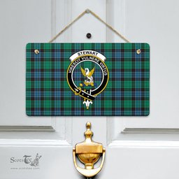 Scottish Stewart Old Ancient Clan Tartan Door Sign - Crest Classic Scottish Plaid Tartan Plaid