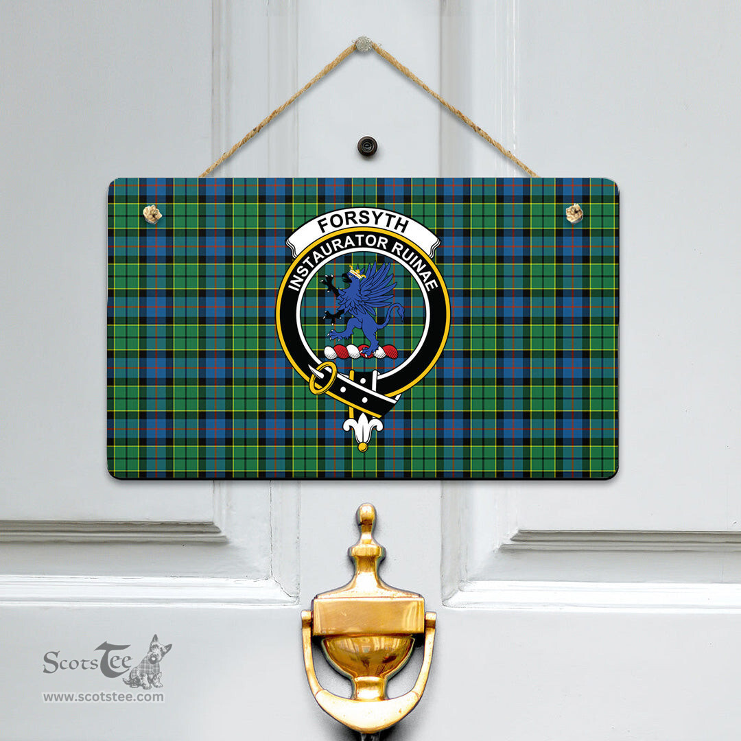 Scottish Forsyth Ancient Clan Tartan Door Sign - Crest Classic Scottish Plaid Tartan Plaid