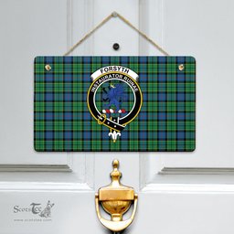 Scottish Forsyth Ancient Clan Tartan Door Sign - Crest Classic Scottish Plaid Tartan Plaid
