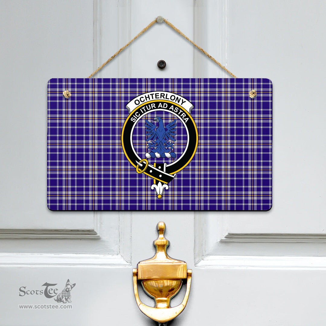 Scottish Ochterlony Clan Tartan Door Sign - Crest Classic Scottish Plaid Tartan Plaid
