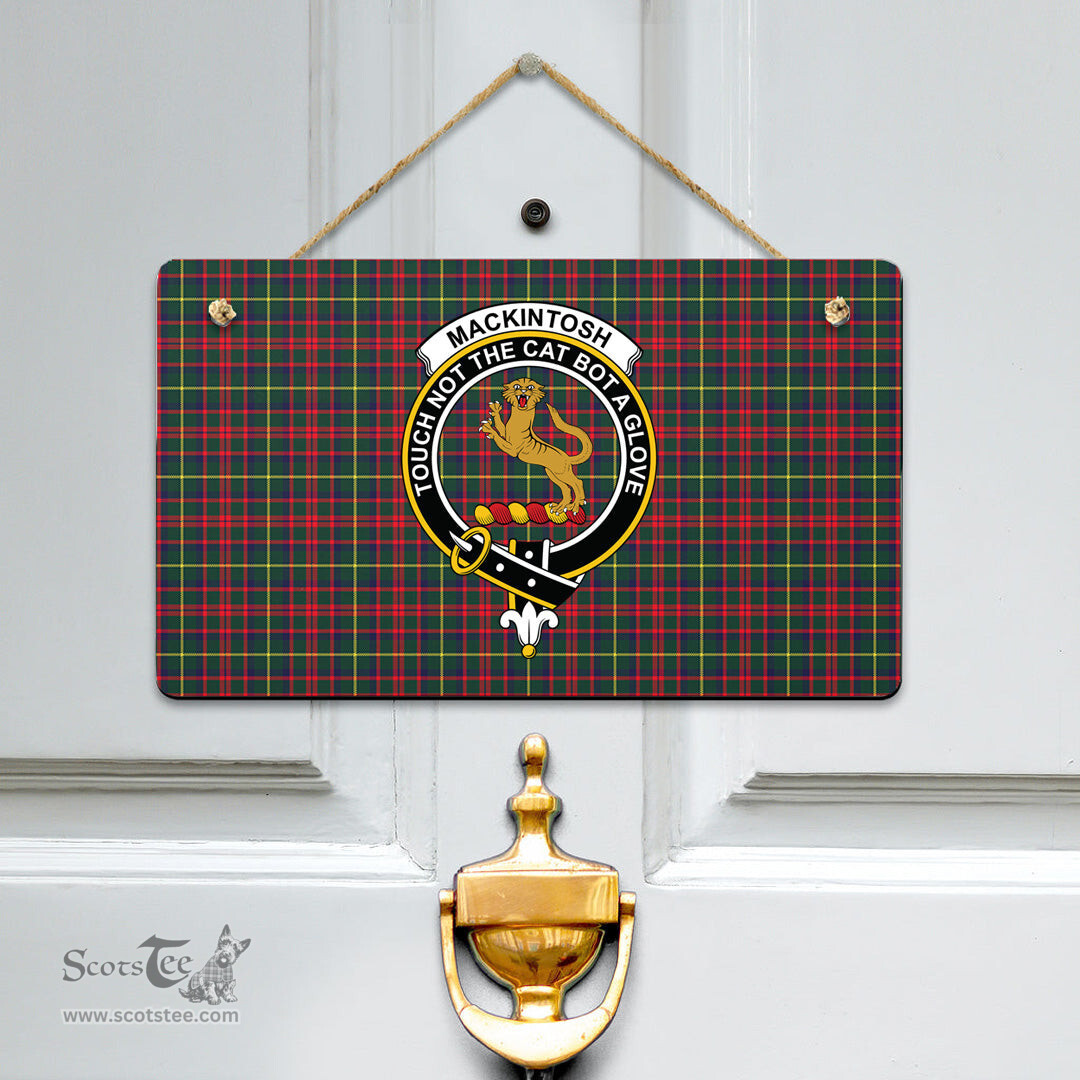 Scottish MacKintosh Hunting Modern Clan Tartan Door Sign - Crest Classic Scottish Plaid Tartan Plaid